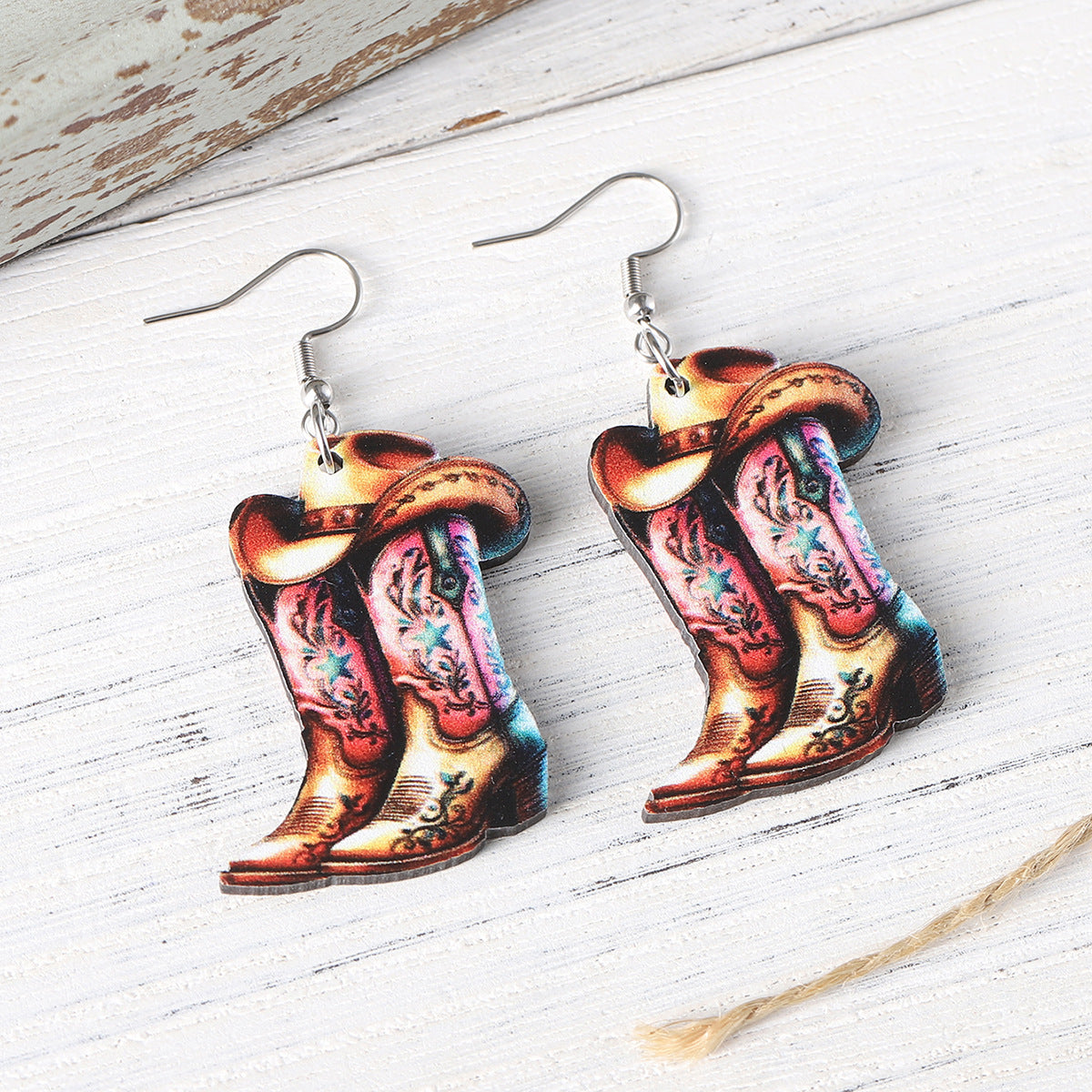 Wholesale Western style cowboy star boots hat pendant earrings
