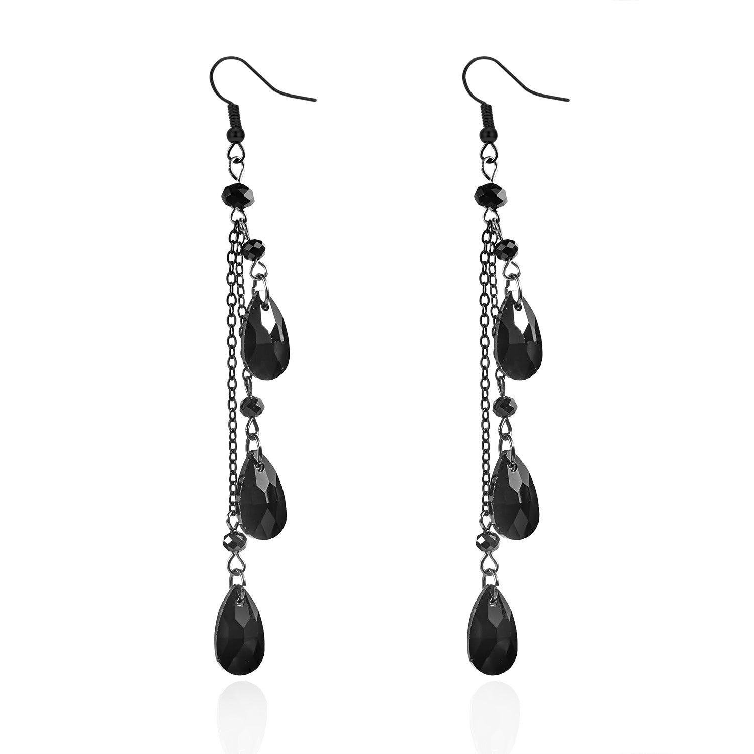 Wholesale Gothic Drop Tassel Necklace and Earrings Set,  Synthetic Crystal Pendant,  Alloy,  Electroplated,  Boutique Resale Fashion Accessory