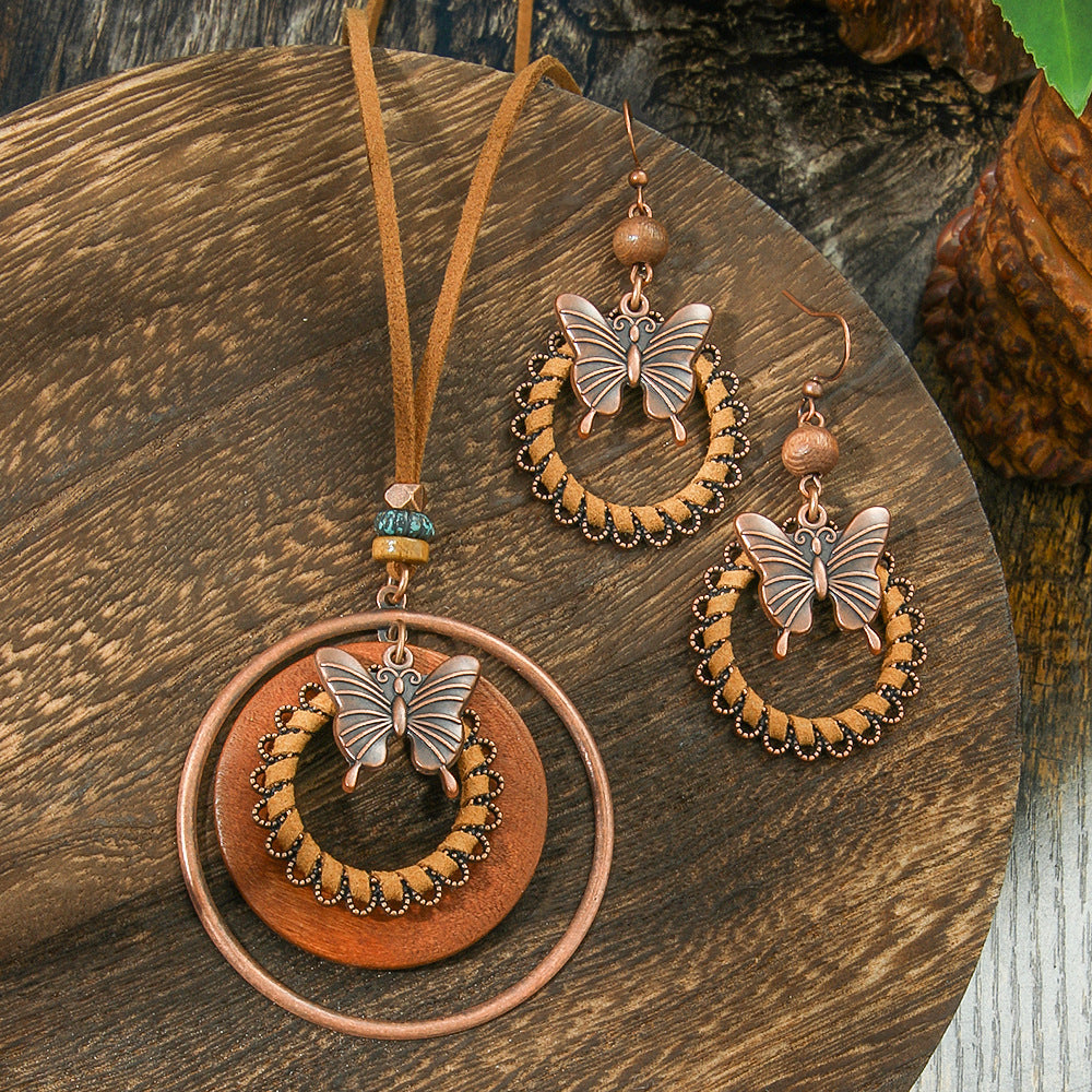 Wholesale Bohemian Butterfly Earrings Necklace Set Chic Party Wear Jewelry Accessory