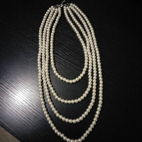 Wholesale Three or four multi-layer glass pearl necklace