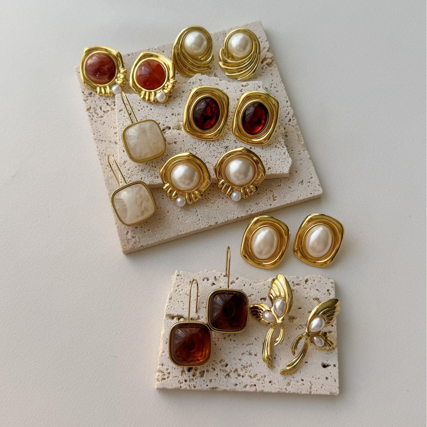 Wholesale French Geometric Imitation Pearl Ear Studs Boutique Resale Jewelry Accessory