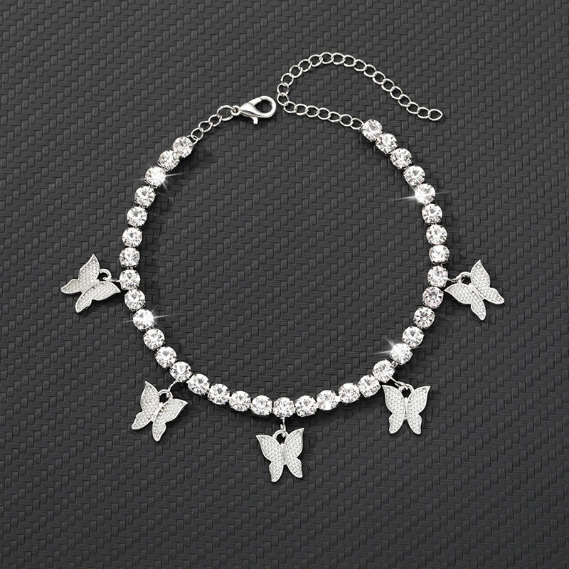 Wholesale  rhinestone butterfly anklet