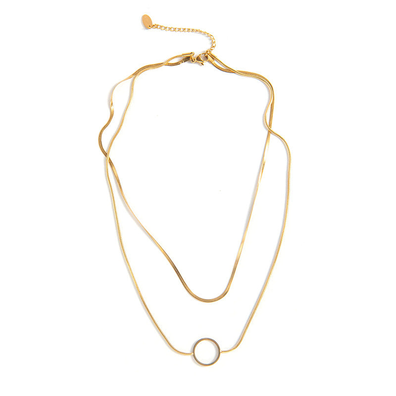 Wholesale retro style 18K gold plated titanium steel combination necklace