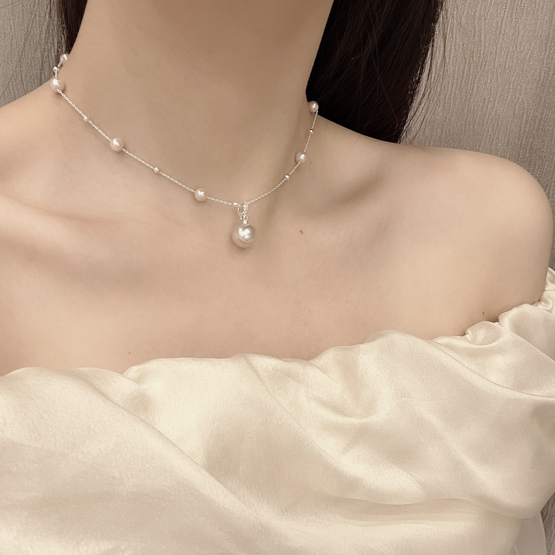Wholesale  Small Pearl Chain Necklace