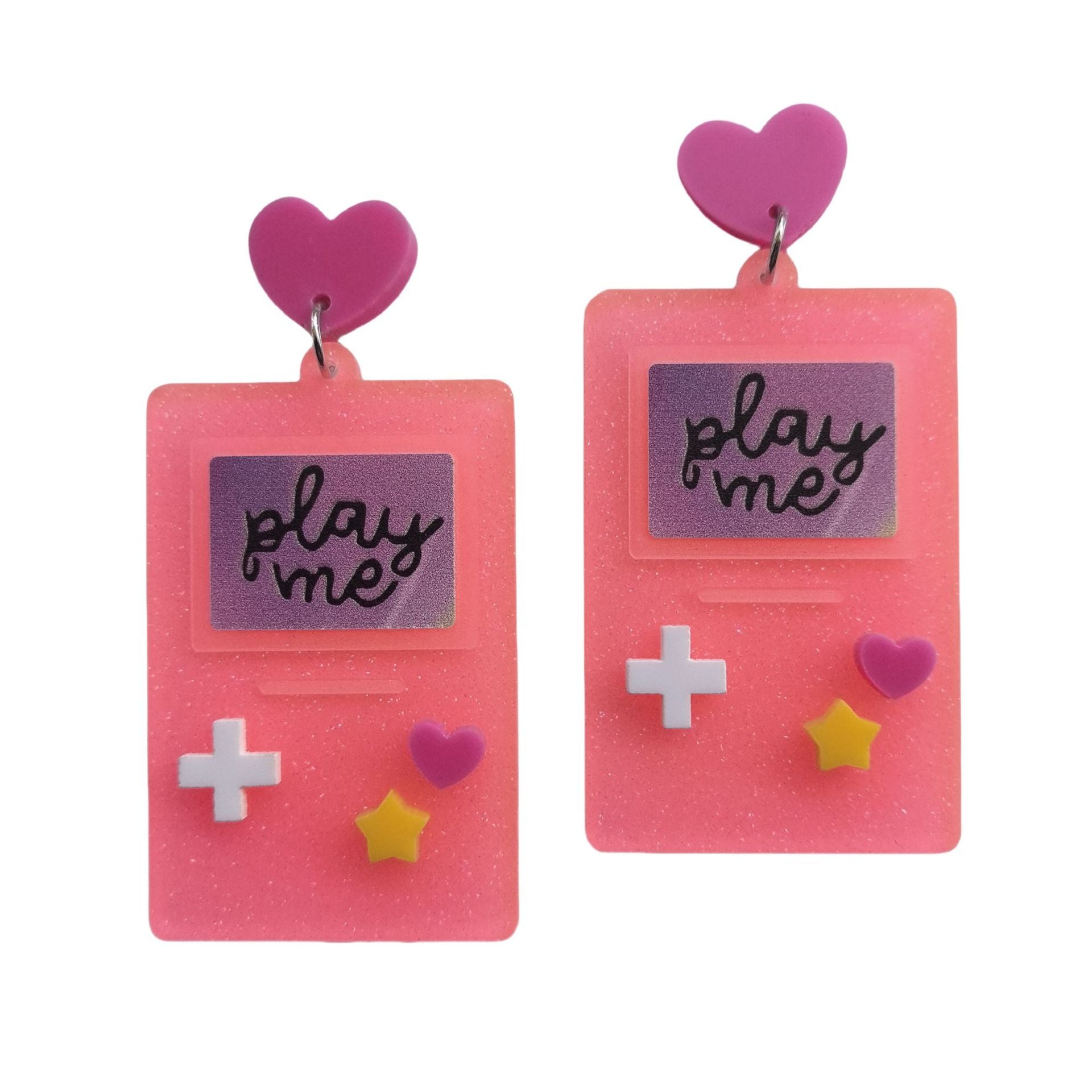 Wholesale Acrylic colorful English letter five-pointed star game console earrings
