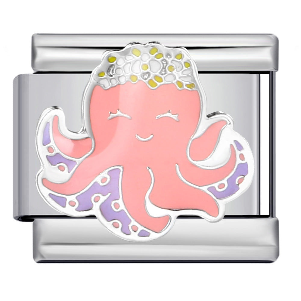 Wholesale 5pcs Italian Charm Bracelet 9mm DIY Splicing Cartoon Animal Stainless Steel Composable Bracelet