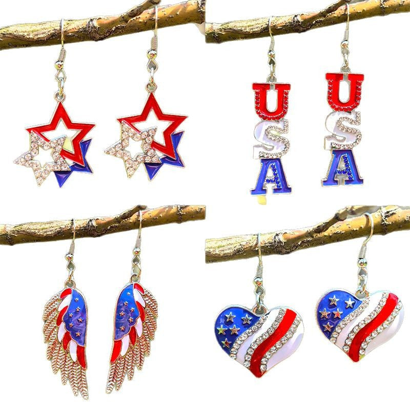 Boucles d'oreilles de la série de drapeaux du jour de l'indépendance en gros