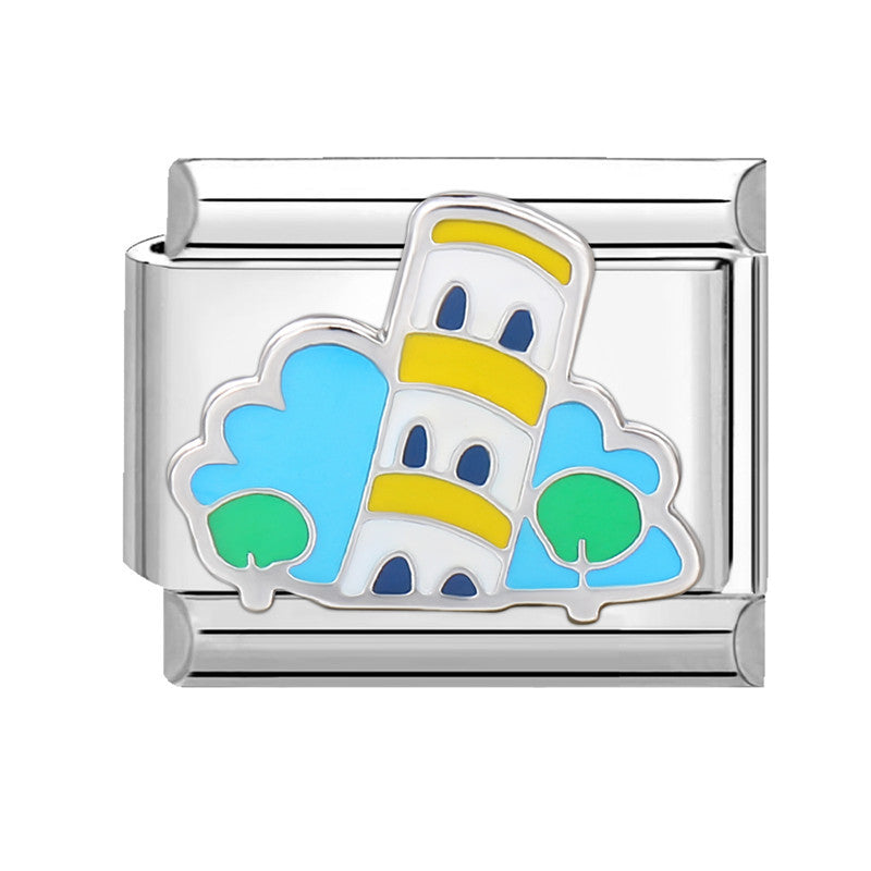 Wholesale Italian Beaded Bracelet 9mm DIY Splicing Removable Splicing Pink Blue Stainless Steel Combinable Bracelet