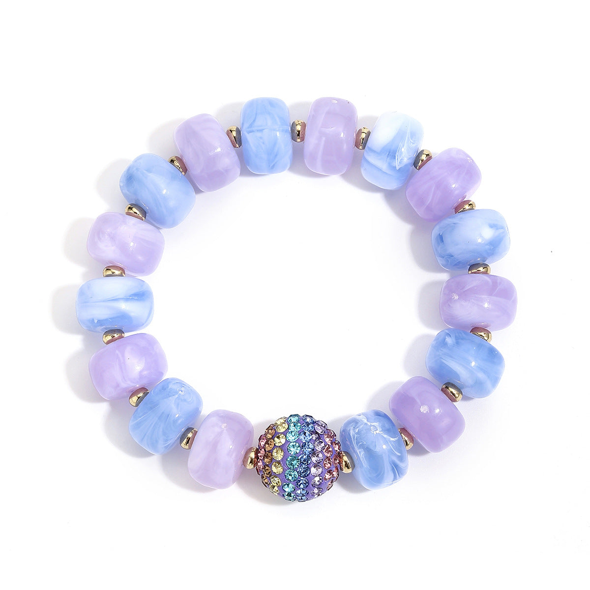 Wholesale Bohemian Acrylic Round Bead Rhinestone Stretch Bracelet Colorful Adjustable Beach Party Gift