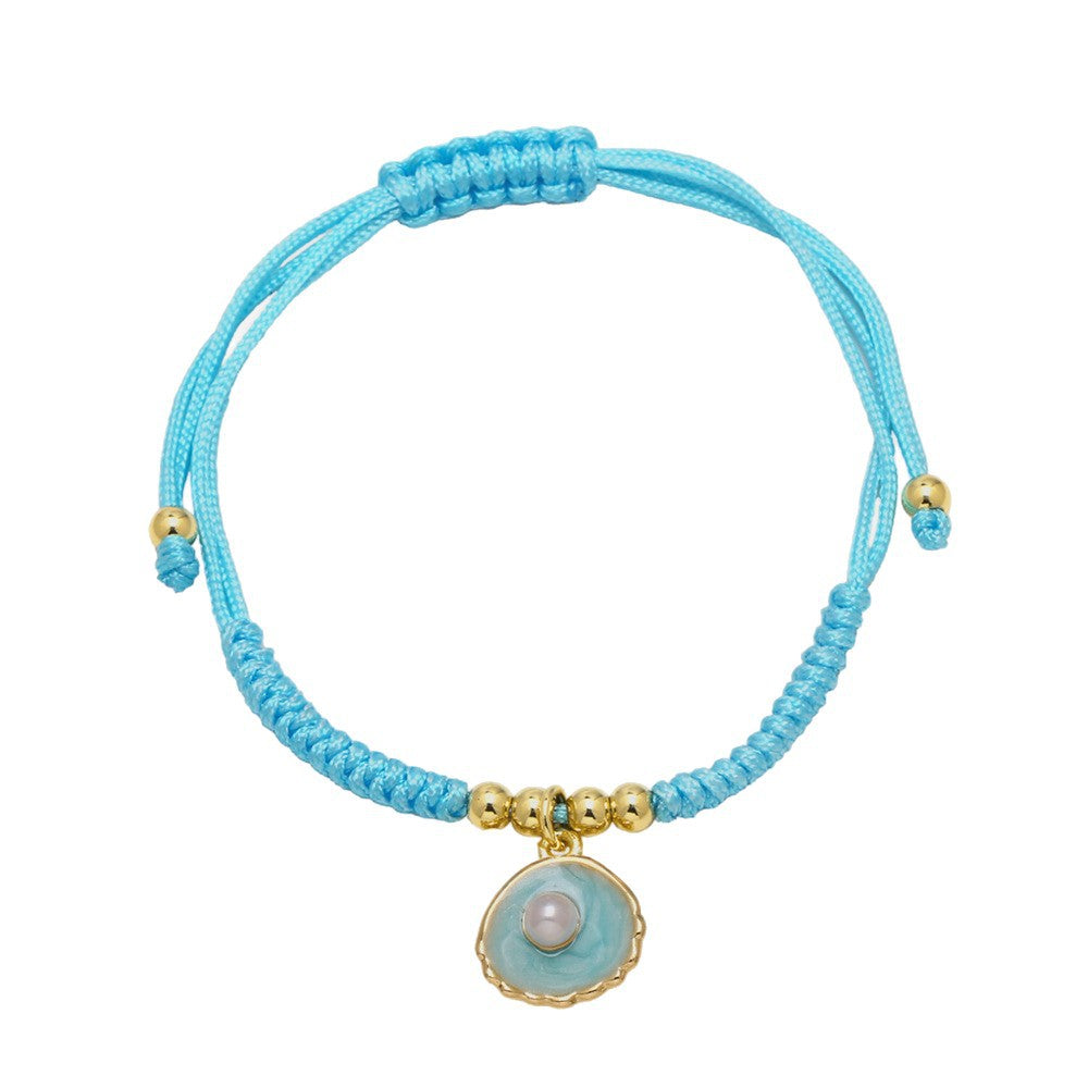 Wholesale Braided Cord Man-made Pearl Shell Bracelet