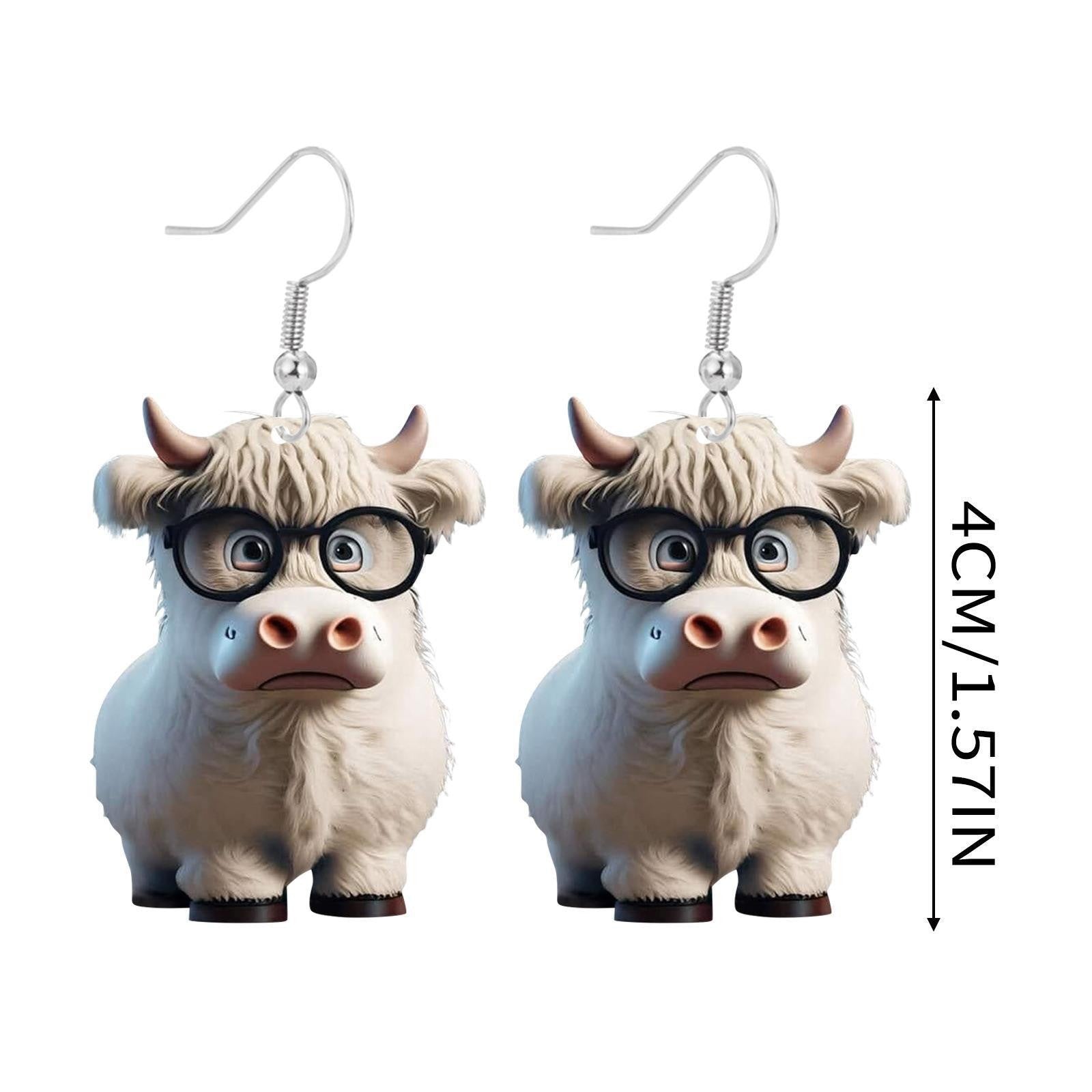 Wholesale Cartoon Colorful Cow Flat Acrylic Earrings ACC-ES-YuanJi001