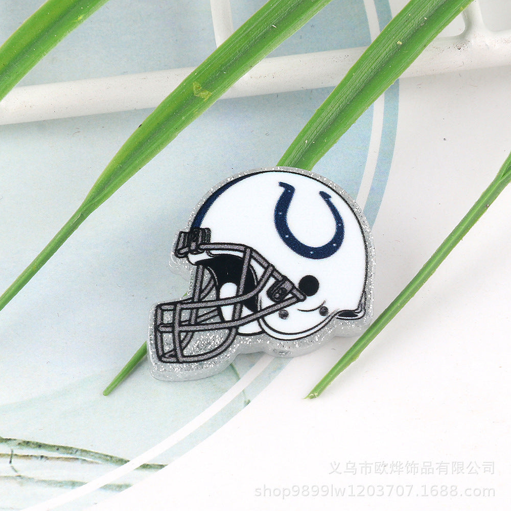 Wholesale 5pcs Acrylic Rugby Straight Hole Cartoon Beads