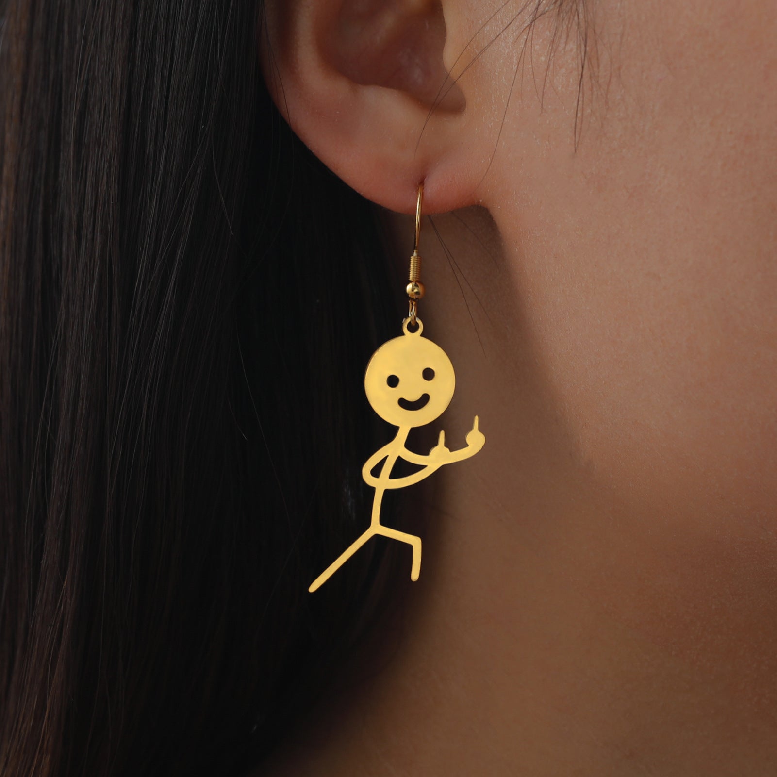 Wholesale stainless steel funny cartoon stickman earrings