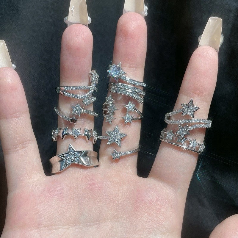 Wholesale Light luxury high-grade full Diamond Star series open ring