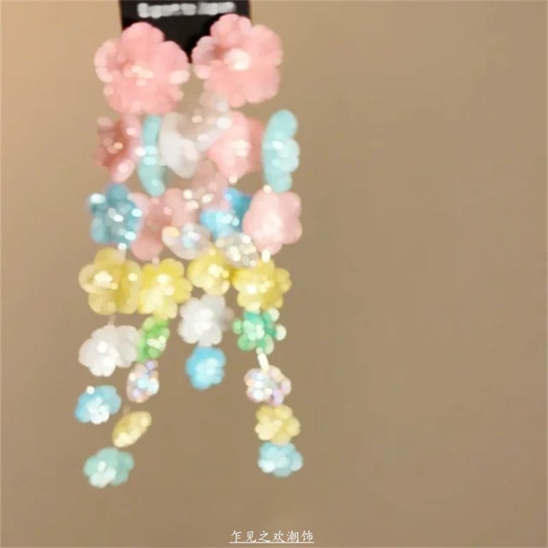 Wholesale Pink Exaggerated Flower Earrings