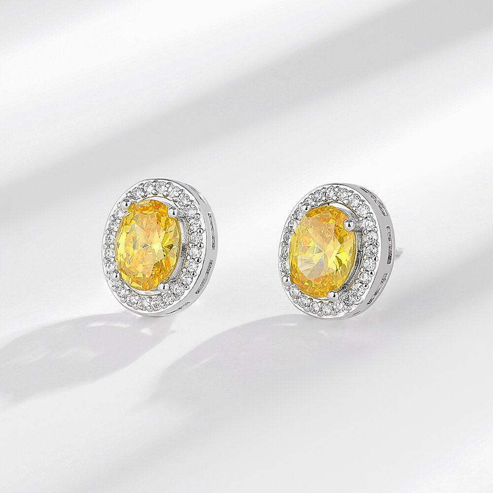 Wholesale  Silver Plated Color Zircon Earrings Light Luxury All-match Earrings