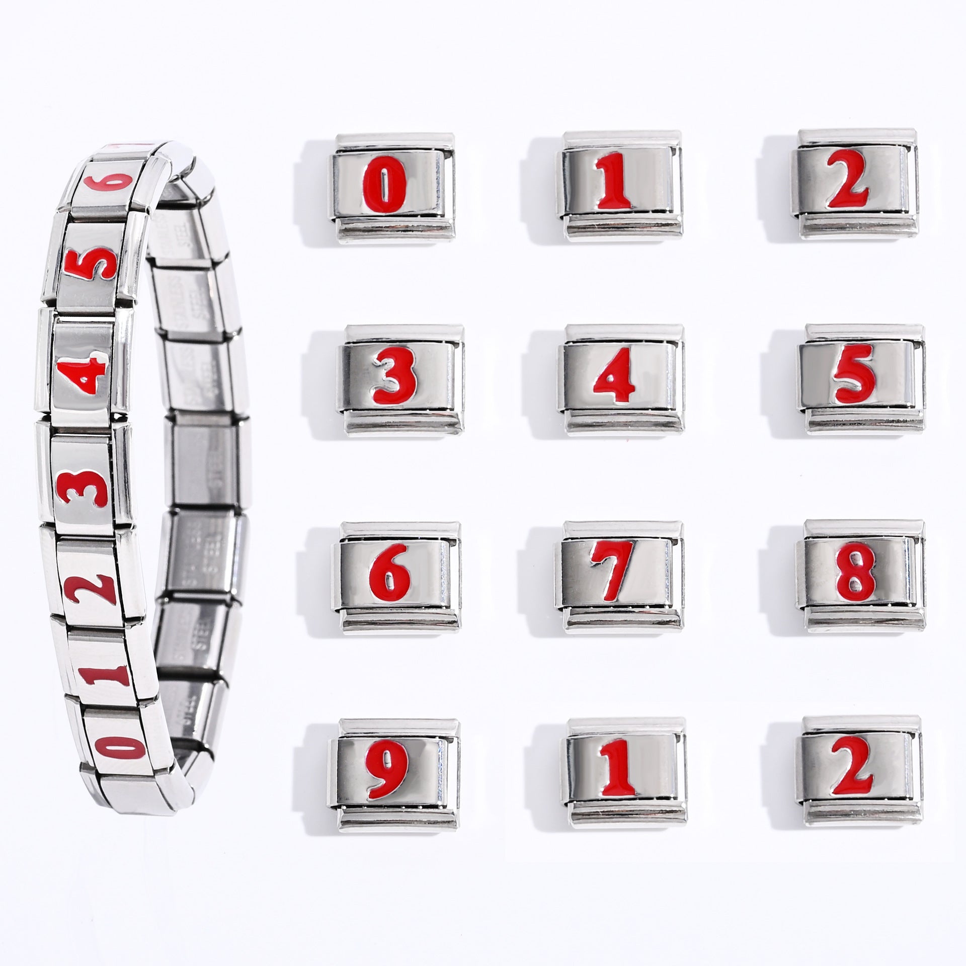 Wholesale  9mm Italian Charm Starter Bracelets DIY square Single Section Creative Stainless Steel Composable Bracelet