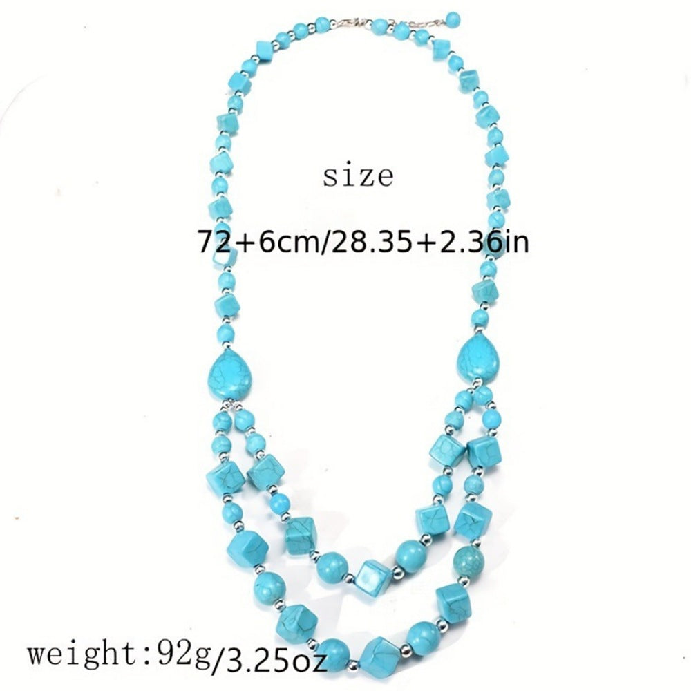 Wholesale Bohemian Handmade Beaded Turquoise Necklace Layering Jewelry Fashion Accessory Gift