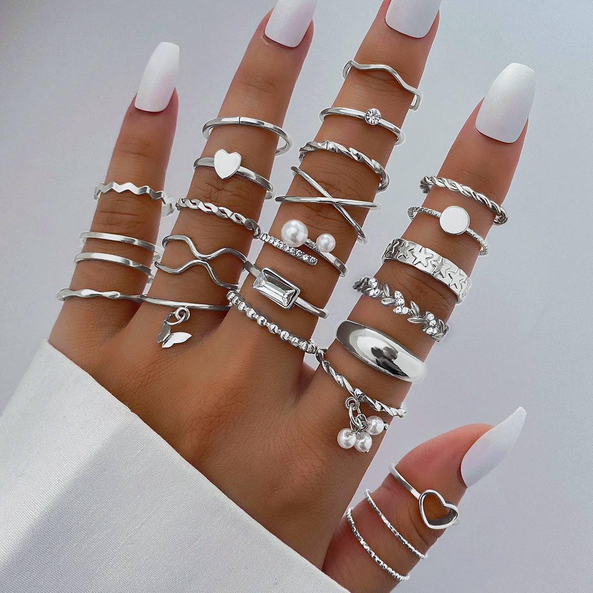 Wholesale 30pcs/set geometric Gothic wind finger ring female personality irregular ring suit