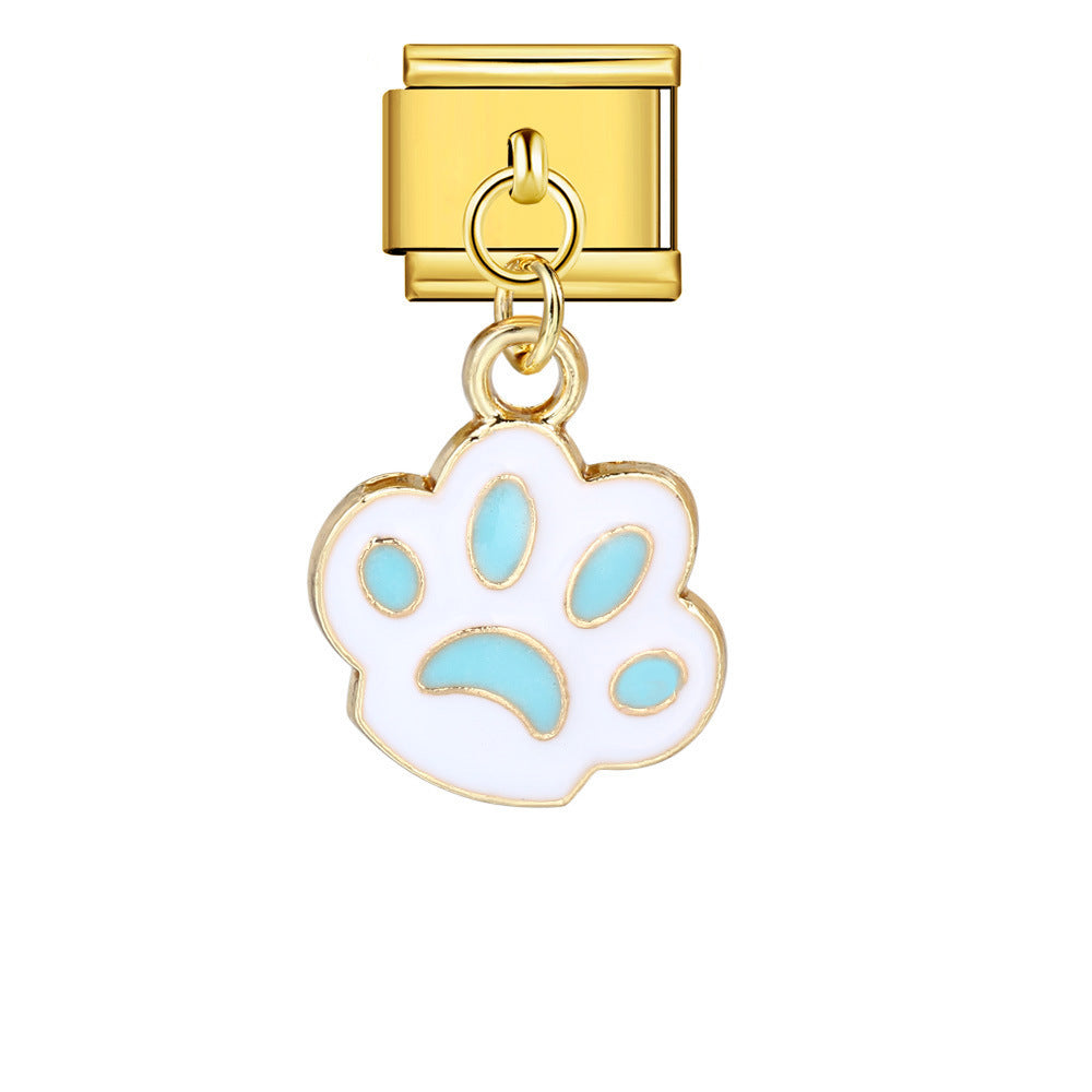 Wholesale Italian Charm Bracelet 9mm DIY Hook-Shaped Colorful Oil-Drip   Creative Stainless Steel Composable Bracelet