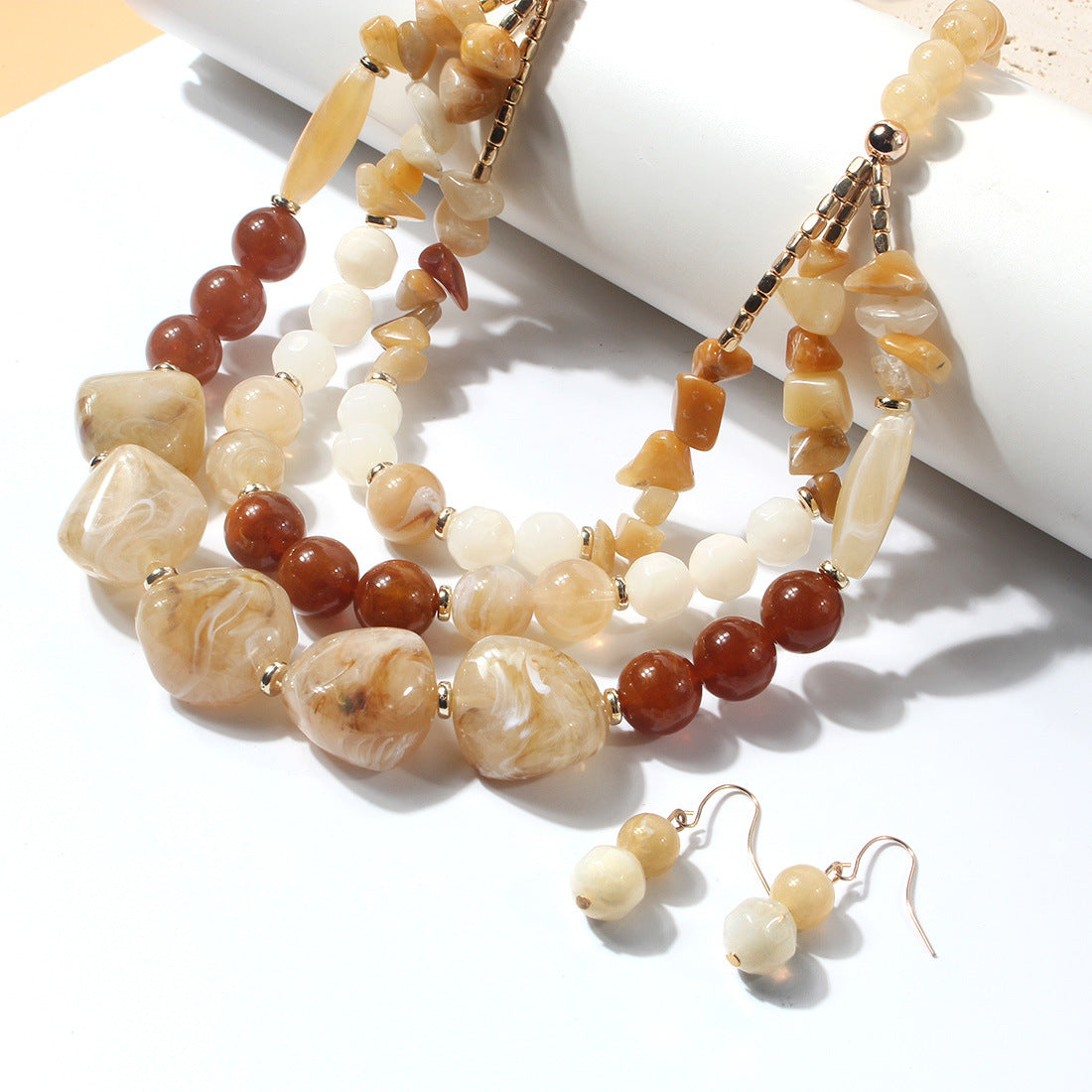 Wholesale Multilayer Beaded Layered Choker Necklace with Artificial Crystal,  Handmade Jewelry Accessory for Party or Boutique Resale