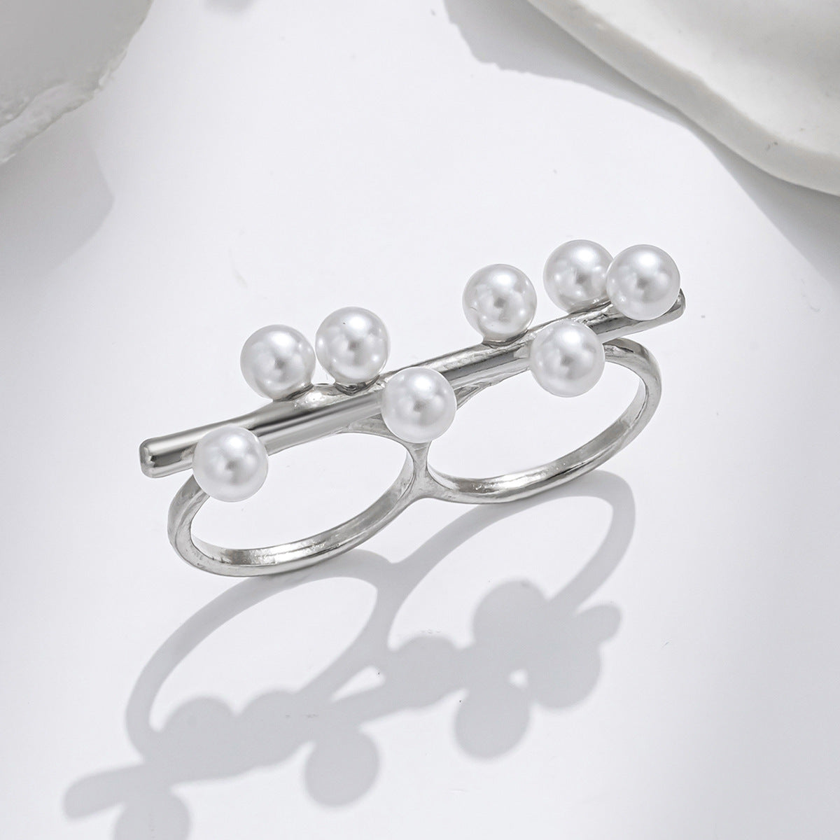 Wholesale  pearl ring female  double ring  jewelry