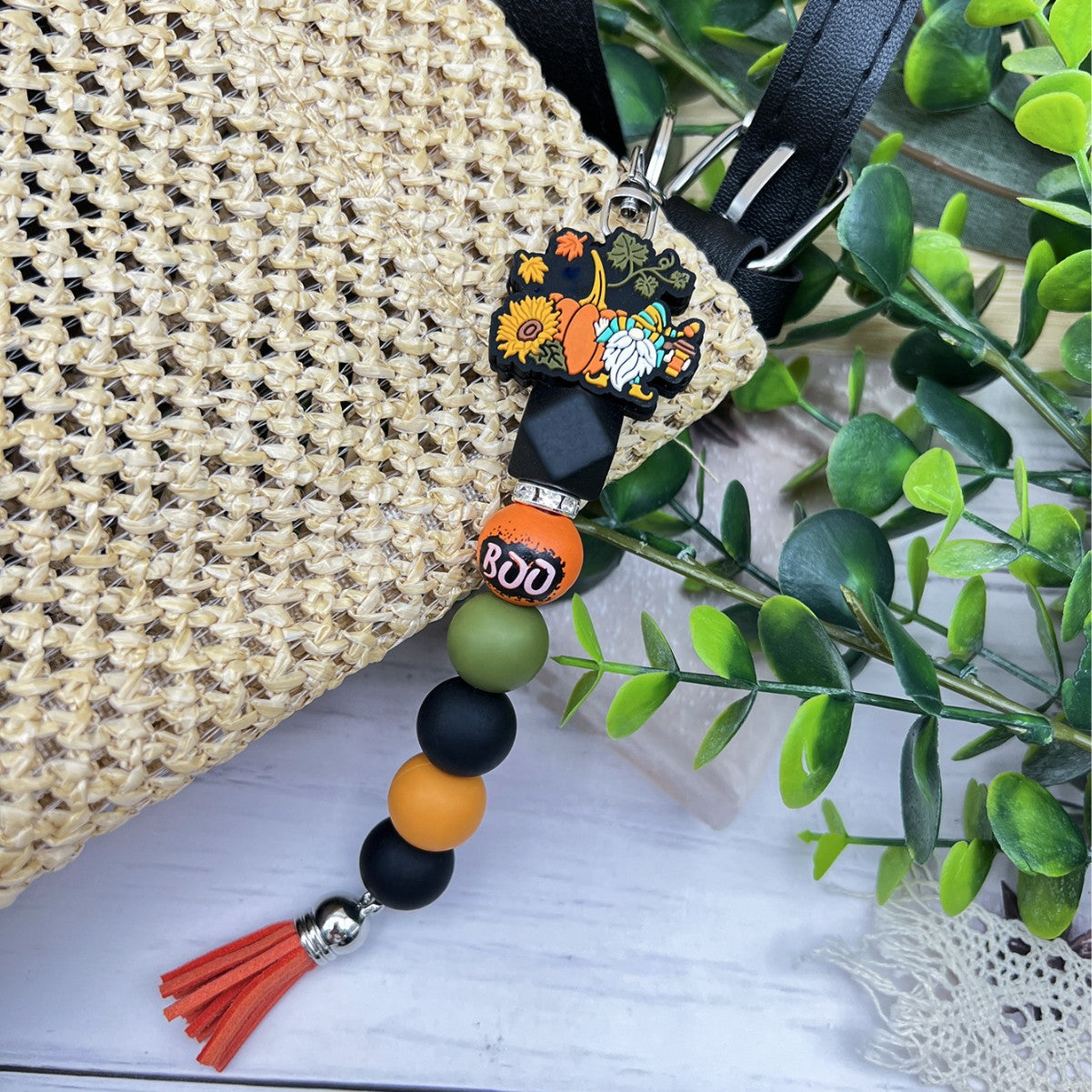 Wholesale   Ghost Pumpkin Car Beaded Tassel Charm Keychain,  Decorative Bag Hanger for Party Gift Boutique