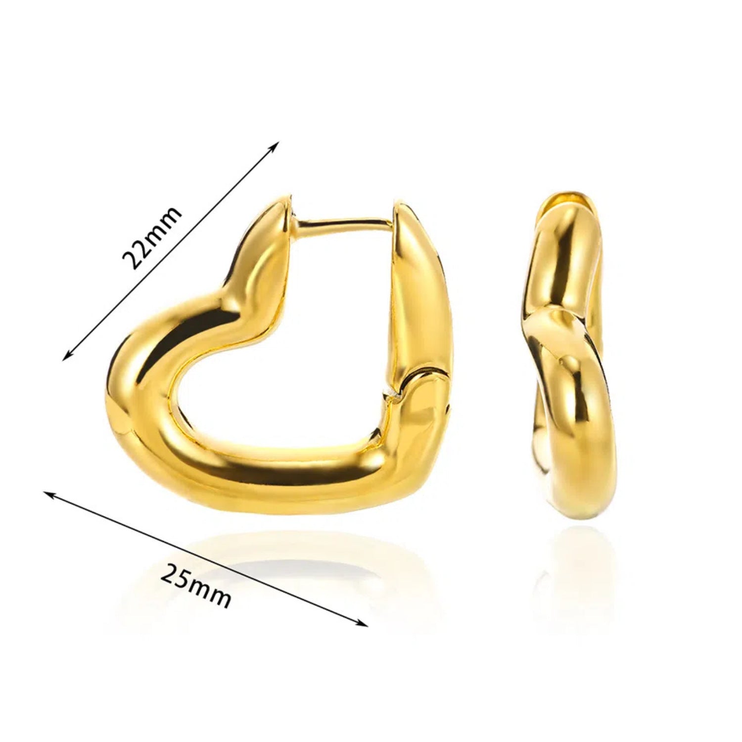 Wholesale non-fading 18K gold titanium steel heart-shaped earrings
