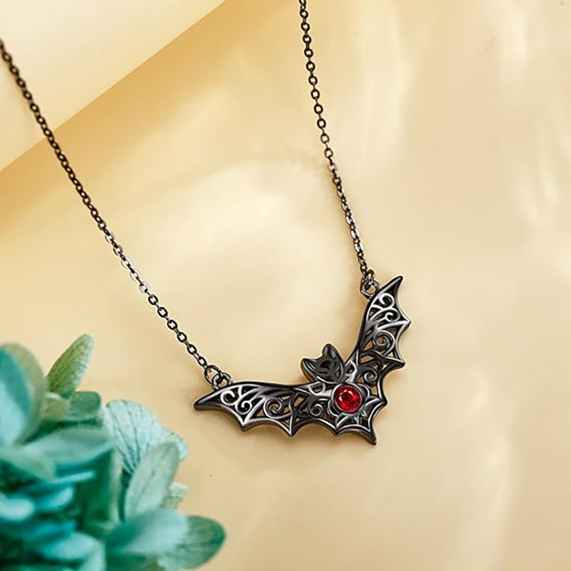 Wholesale Halloween  Gothic Bat Ruby Hollow Necklace