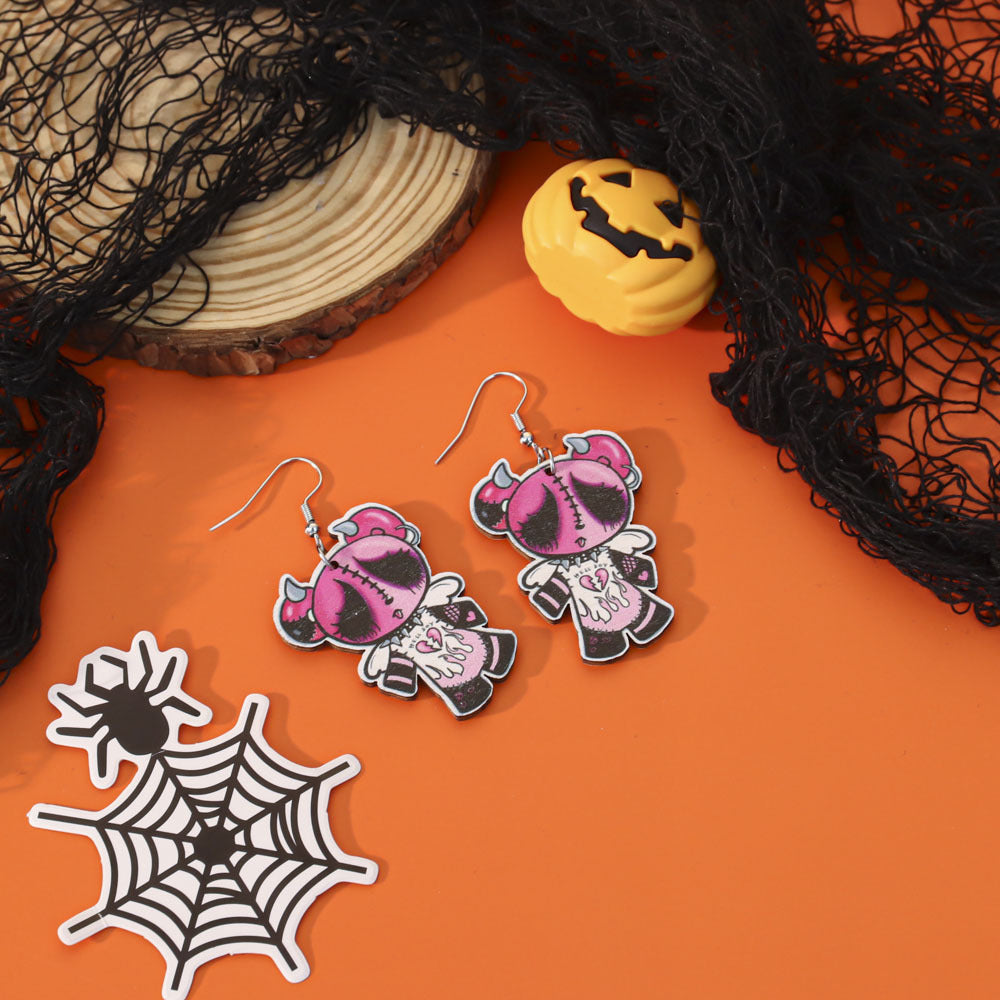 Wholesale 5pcs Wooden Ghost Cartoon Earrings