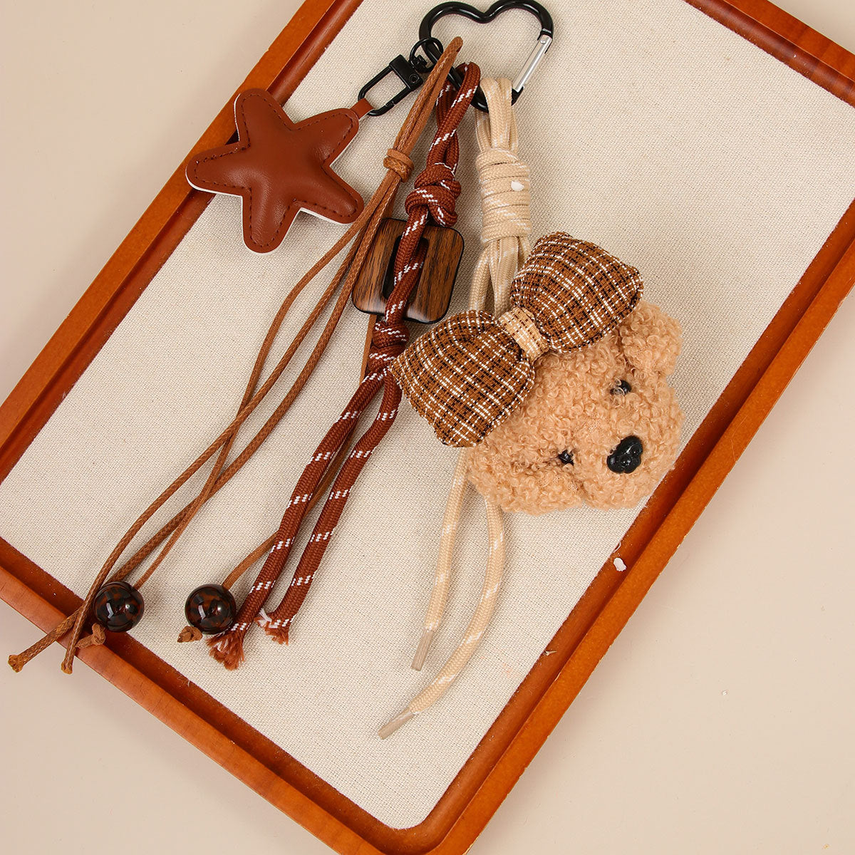 Wholesale Plush butterfly knot dog and star woven rope bag keychain