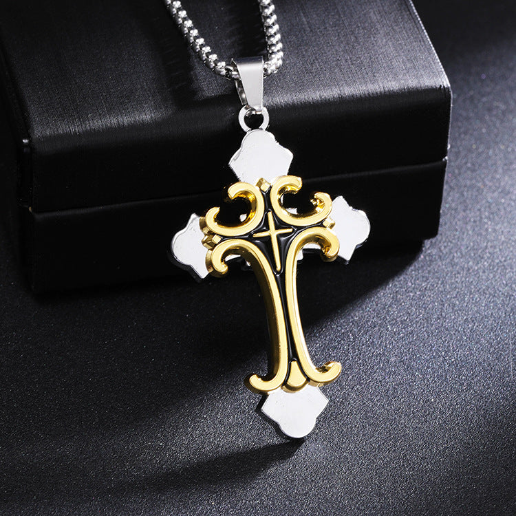Wholesale Long versatile titanium steel cross sweater chain