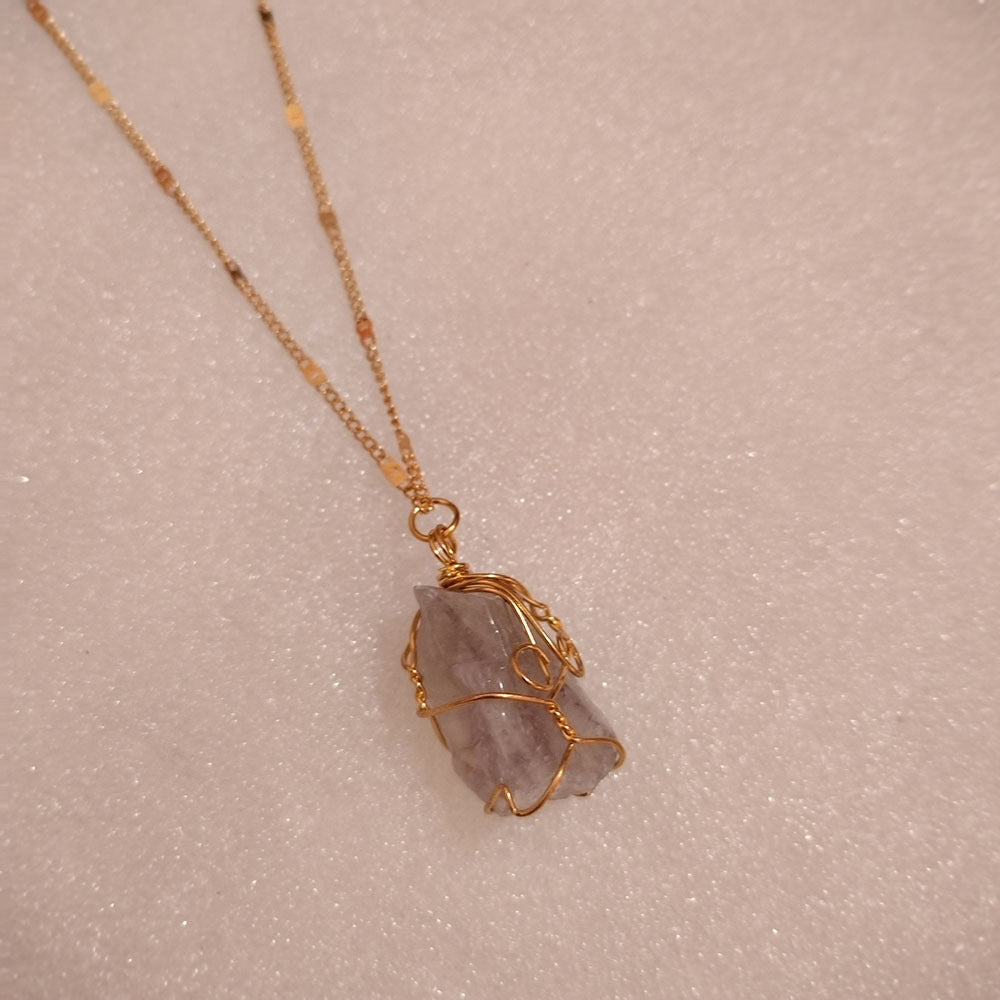 Wholesale Irregular Natural Stone Titanium Steel Necklaces ACC-NE-RongYan005