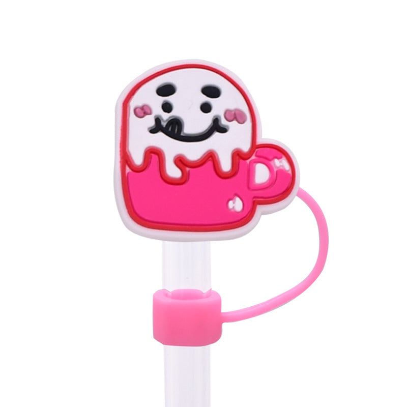 Wholesale Random 100pcs Cute Cartoon Dessert Straw Cover 10MM Straw Tube Cap