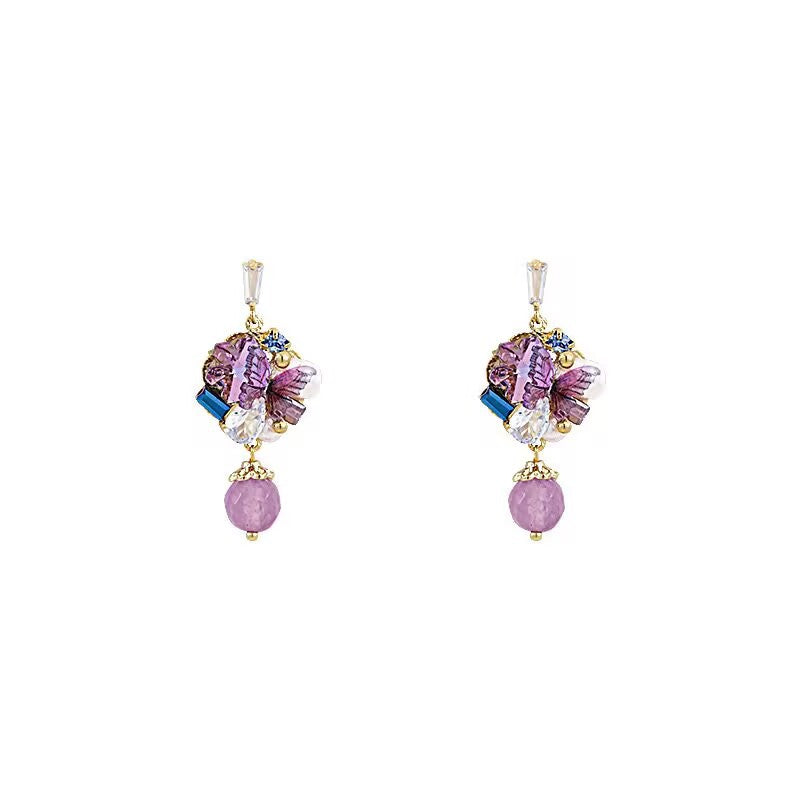 Wholesale Amethyst Butterfly Pendant Earrings