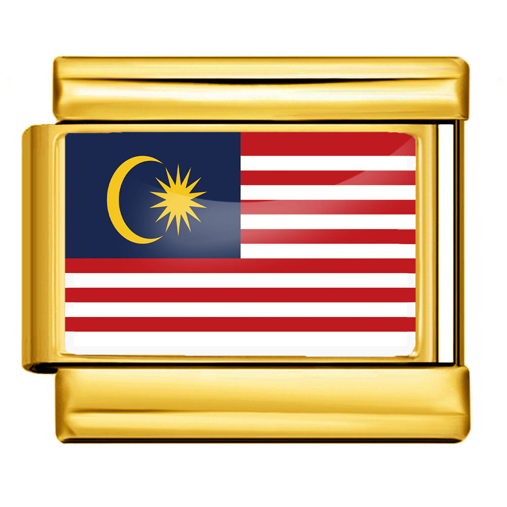 Wholesale Golden World Flag Photo Epoxy Italian Module Bracelet DIY Stainless Steel Elastic Strap Chain Bracelet