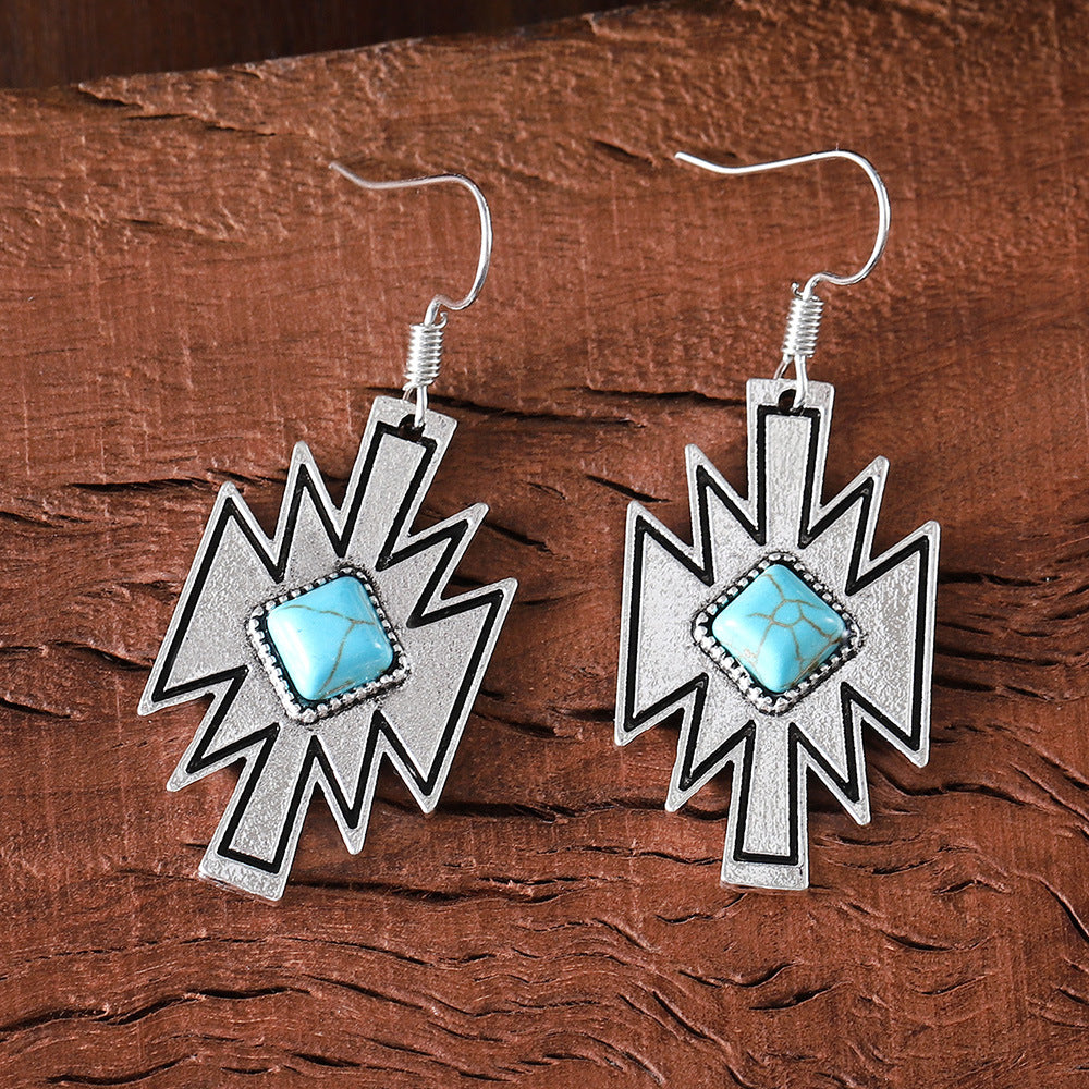 Wholesale  Ethnic Style Diamond Inlaid Turquoise Earrings Necklace