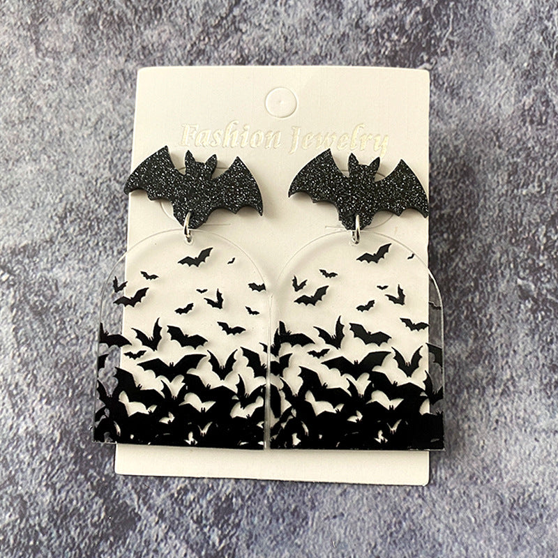 Wholesale Bat Halloween Clear Acrylic Earrings ACC-ES-XinChuan011