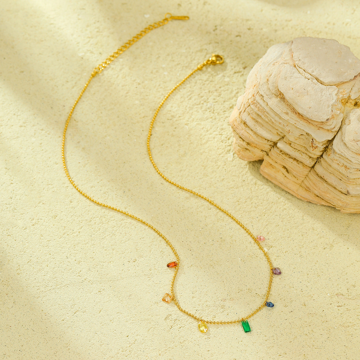 Wholesale Color Natural Stone Light Luxury All-match Stainless Steel Clavicle Chain