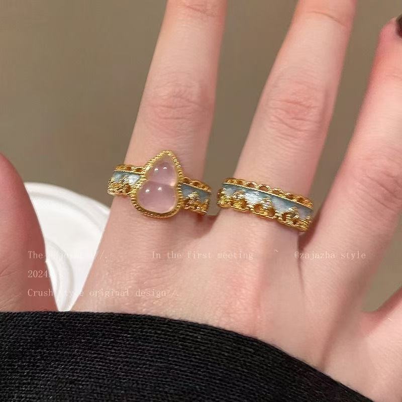 Wholesale Chinese Style Lace Gourd Shaped Ring,  Adjustable Zinc Alloy Fashion Accessory for Boutique Resale
