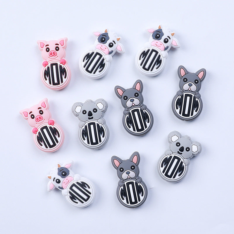 Wholesale 20pcs MOM Cow Dog Silicone Beads Focal Beads ACC-BDS-HCX006