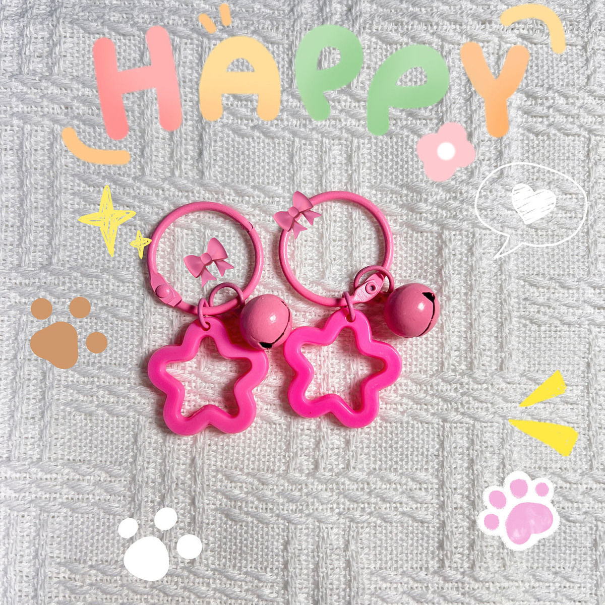 Wholesale Cartoon Star Bell Keychain Cute Pendant Bag Charm Plastic Resin Gift