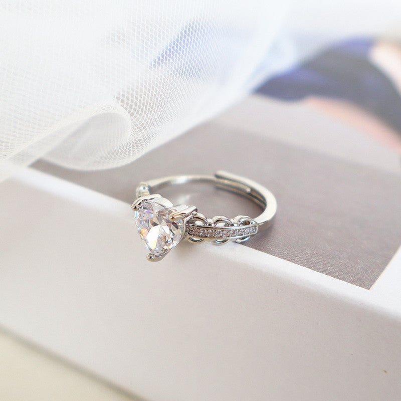 Wholesale Alloy Open Ring with Colorful Cubic Zirconia and Oil Drop Design Trendy Fashion Accessory
