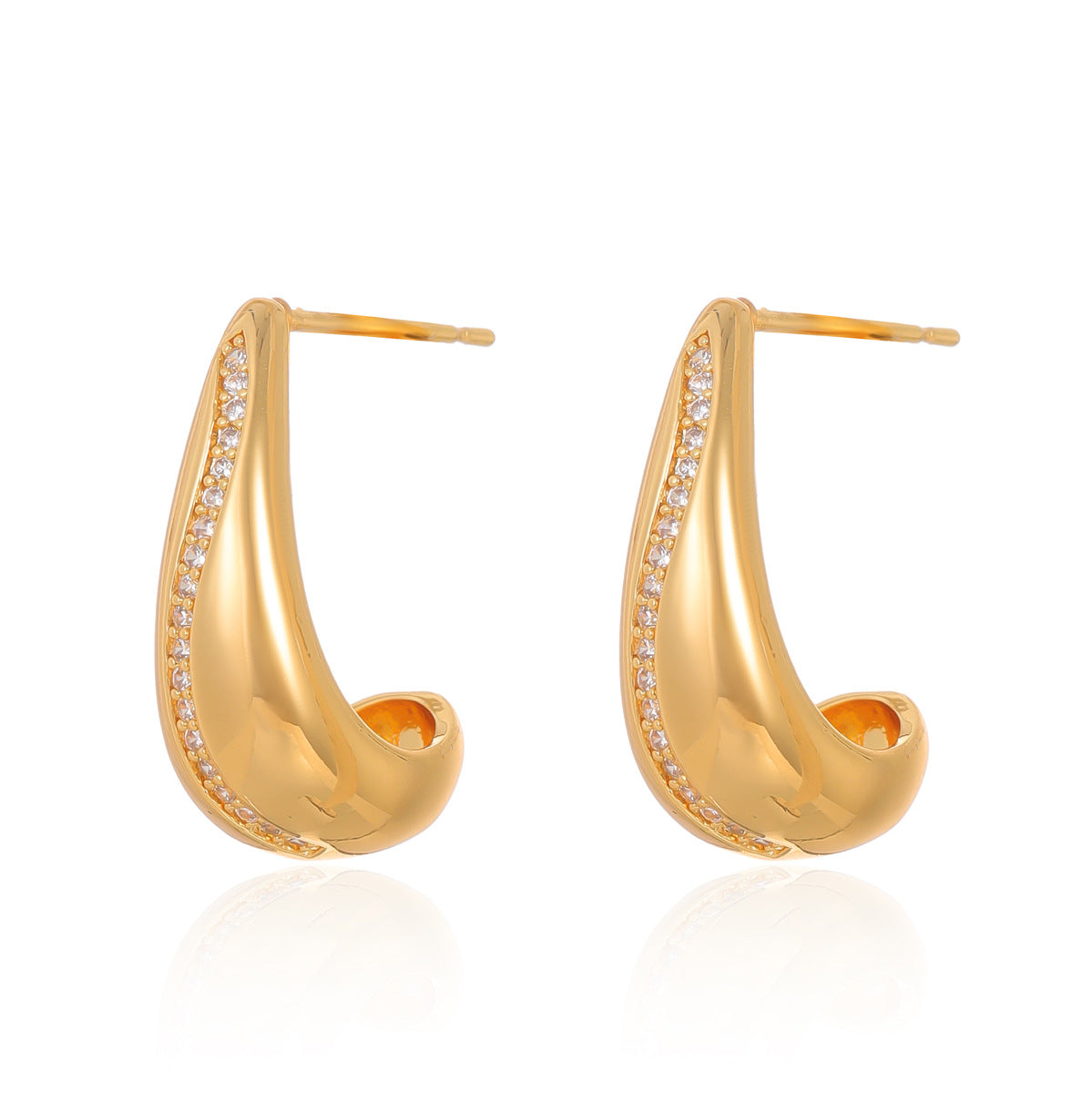 Wholesale Stainless Steel Water Drop Gold Plating Light Luxury Earrings