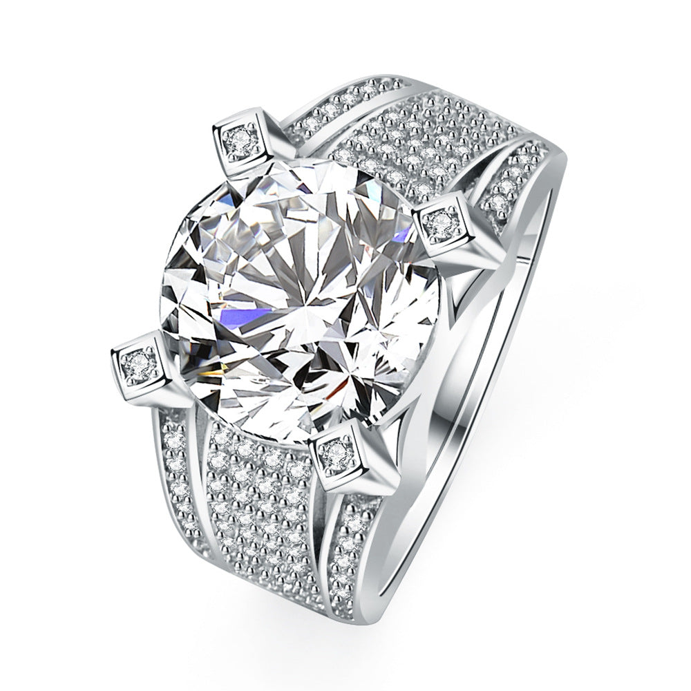 Wholesale Fashion 925 Silver Men S Ring With Moissanite Look Stone White Gold Tone Electroplated Finish Gift Ready Boutique Resale