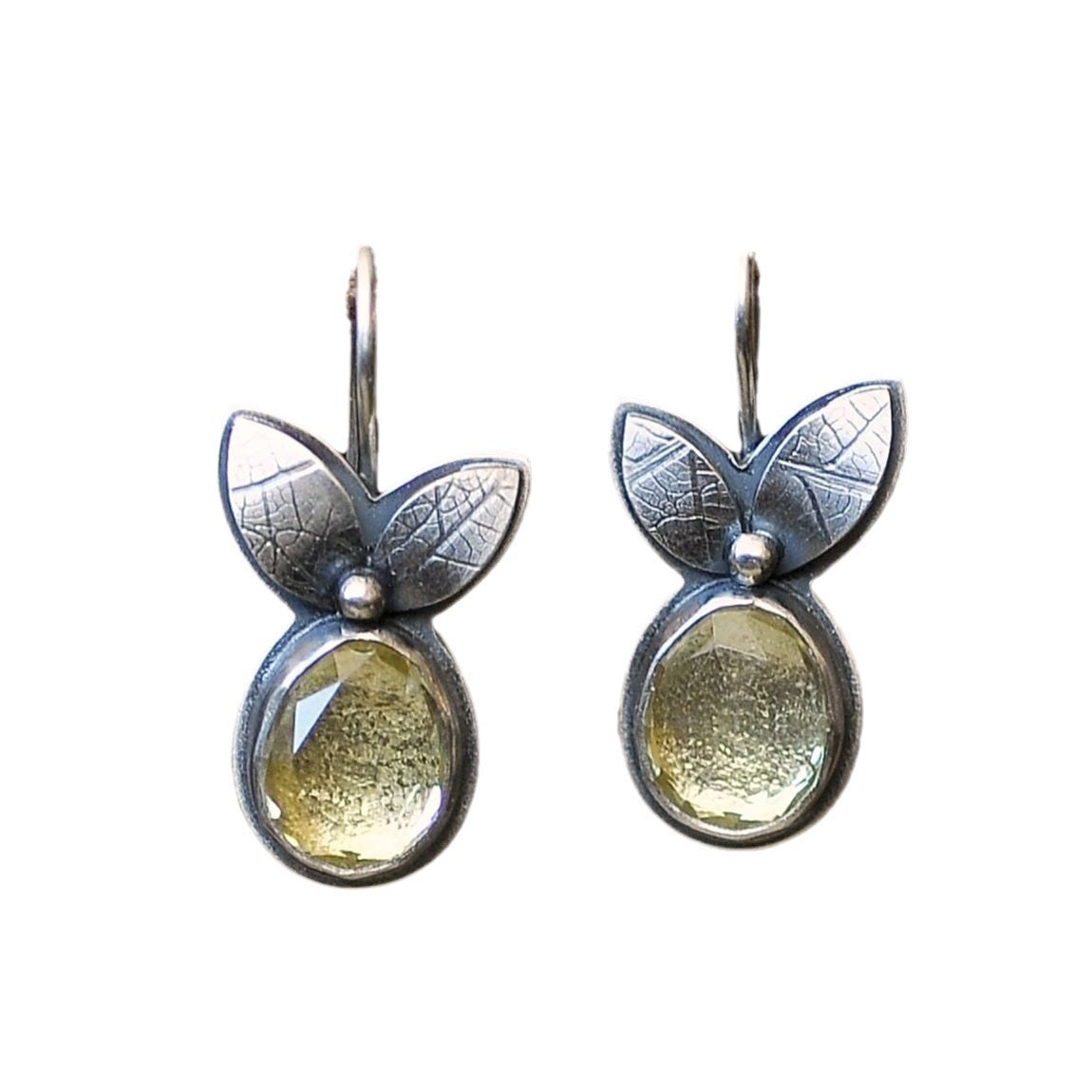 Wholesale  retro distressed metal yellow rhinestone earrings