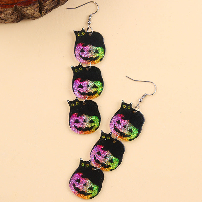 Wholesale  Contrasting Color Long Pumpkin Acrylic Earrings