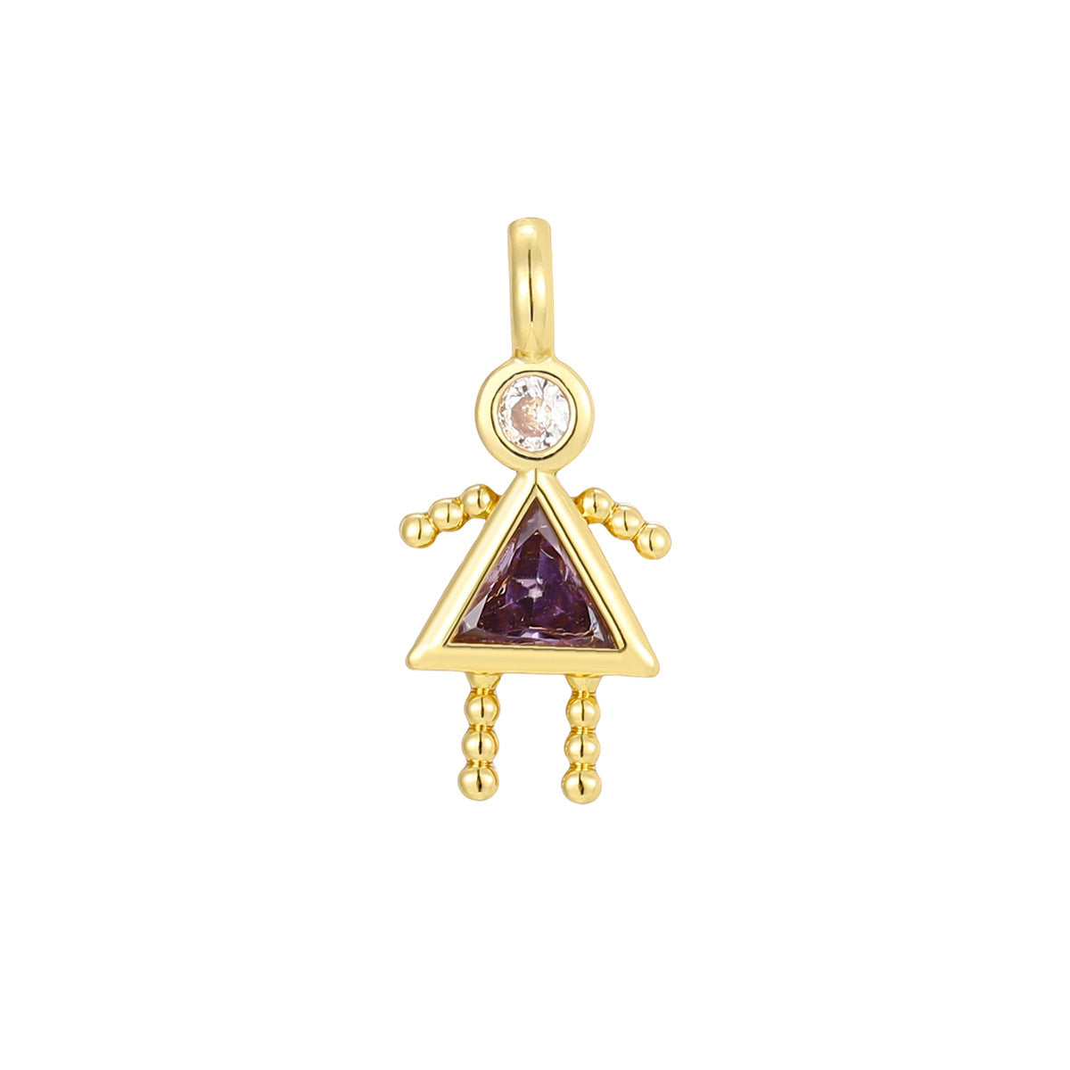 Wholesale Copper Plated 18K Gold Cartoon Birthstone Pendant Necklace,  Trendy Jewelry Accessory for Girls