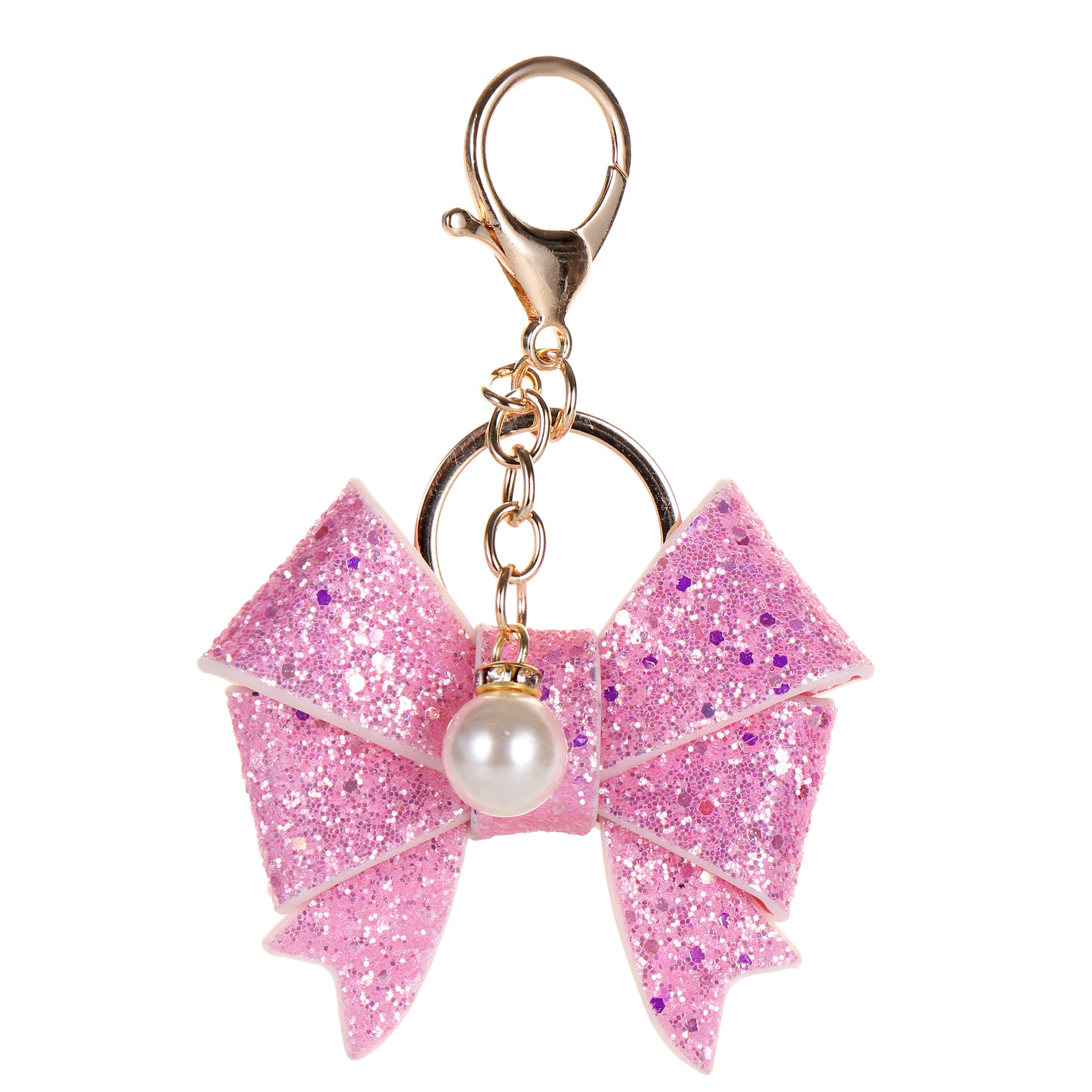 Wholesale White Sequin Bow Keychain Fashion Bag Charm Car Key Accessory Boutique Wedding Gift