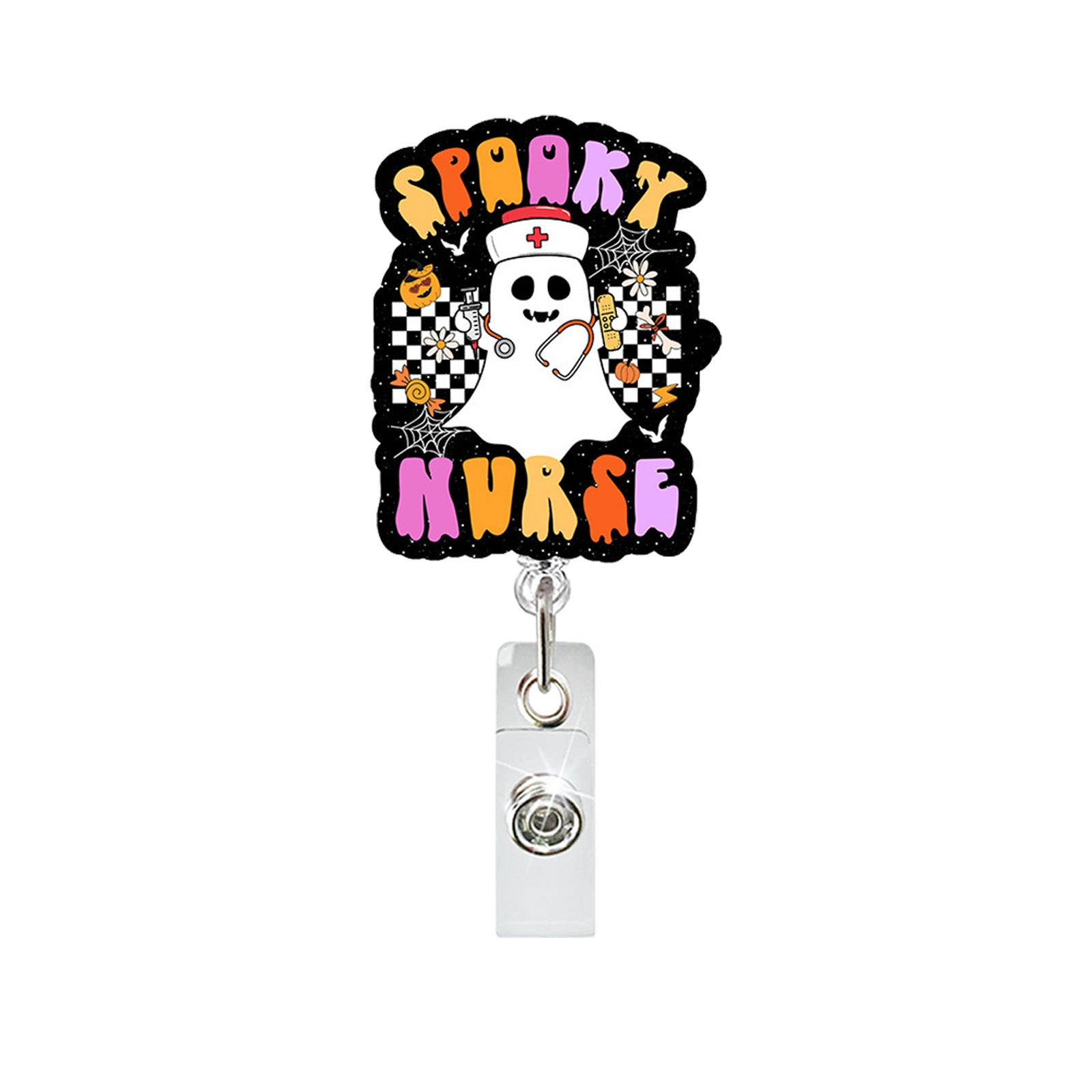 Wholesale Ghost Skull Retractable Badge Reel ABS Acrylic Fashion Accessory for Doctor Nurse